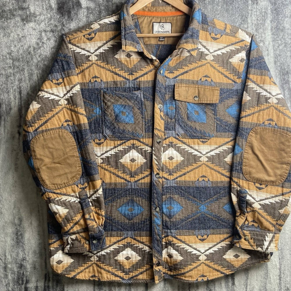 Legendary Whitetails Shirt Mens 4XT Desert Aztec Elbow Patches Button Up